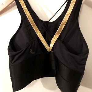 SALE 2/$20 Lolë Mesh Black & Gold Yoga Sports Bra Size XS